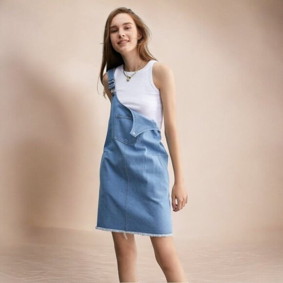 NWT J.ing Denim Overall Mini Dress - Picture 2 of 4